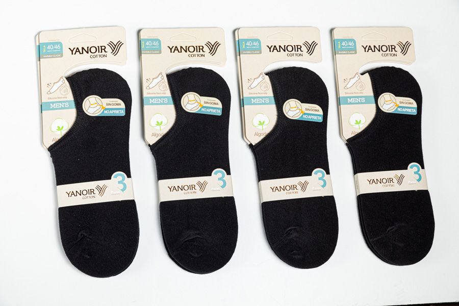 Pack de 4 pares de calcetines invisibles de color gris y negro con volante  en el borde de Lindex